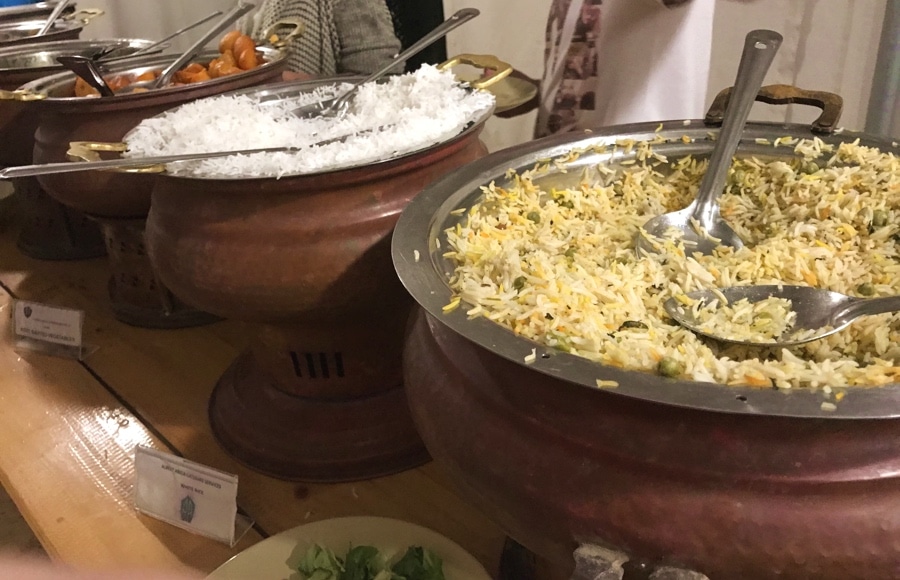 buffet dinner in dubai camp in the desert