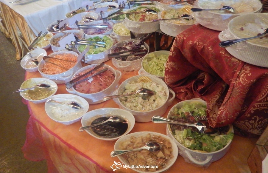 International buffet dinner is ready to taste