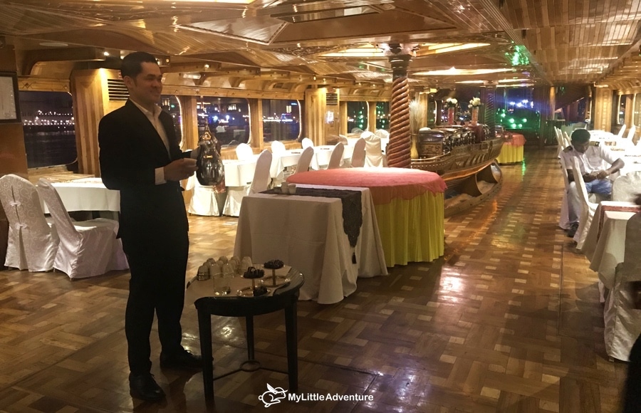 welcome drink on board the dhow cruise ship