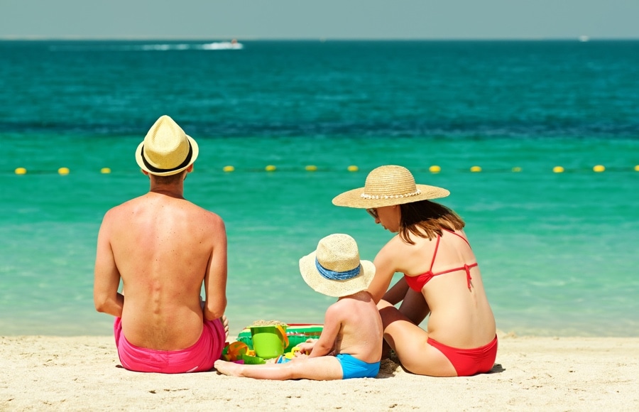 A family in Dubai beach