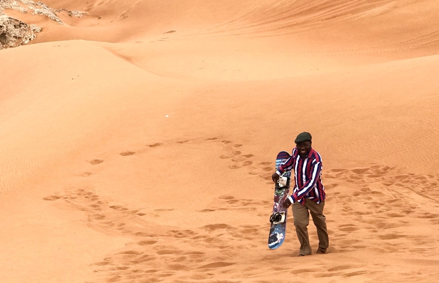Sandboarding in Dubai Desert