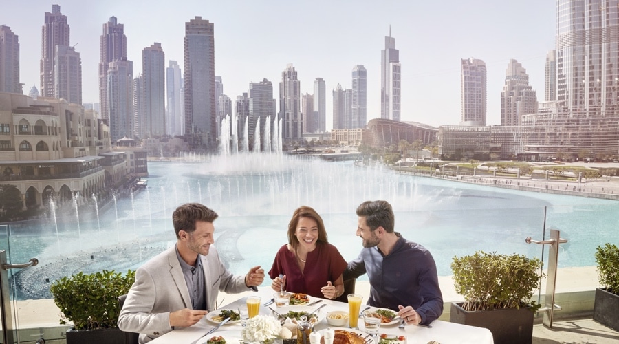 restaurant in dubai with a view of dubai downtown