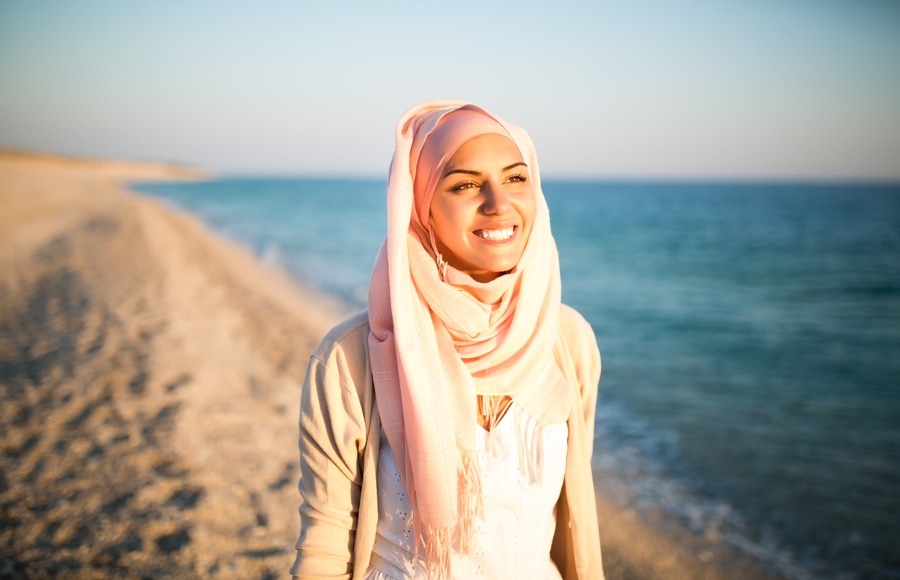 Emirati woman on a beach