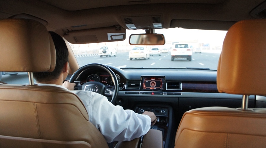 inside of the dubai taxi