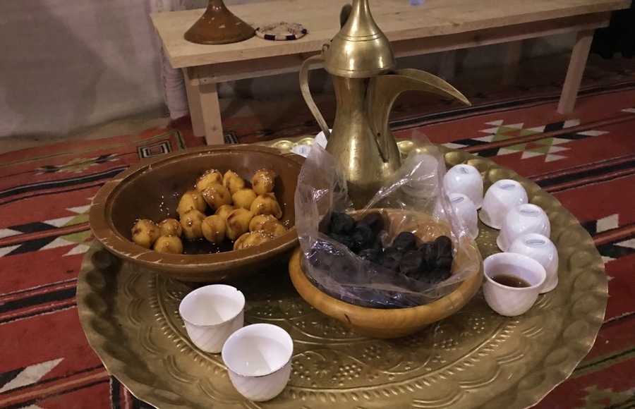 Arabic coffee and traditional snacks